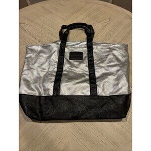 Victoria’s Secret Weekender Tote Bag Limited Edition Metallic Silver Black Large